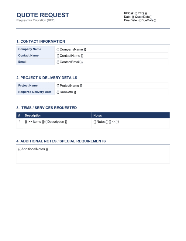 Quote Request Template