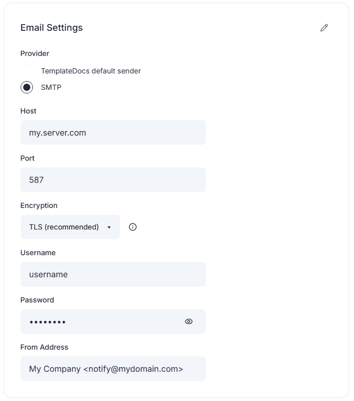 SMTP Settings