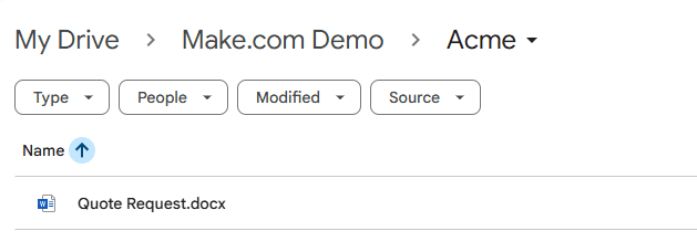 Google Drive Output Example