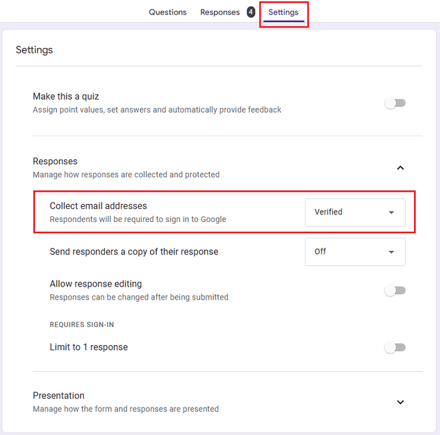 Google Form Example