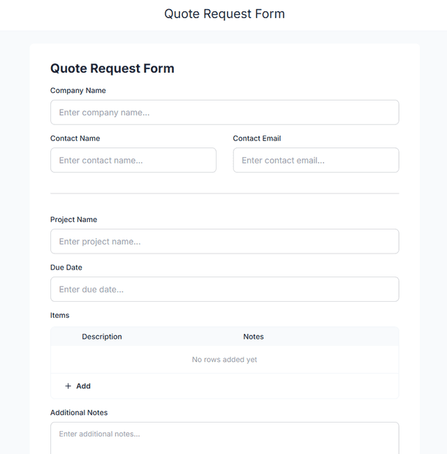 Quote Request Form