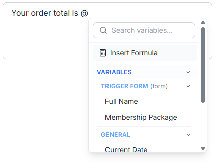 Formula dropdown